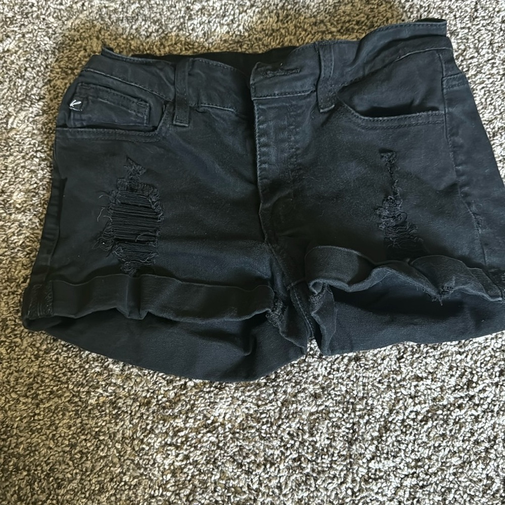 KanCan black shorts with mild distressing